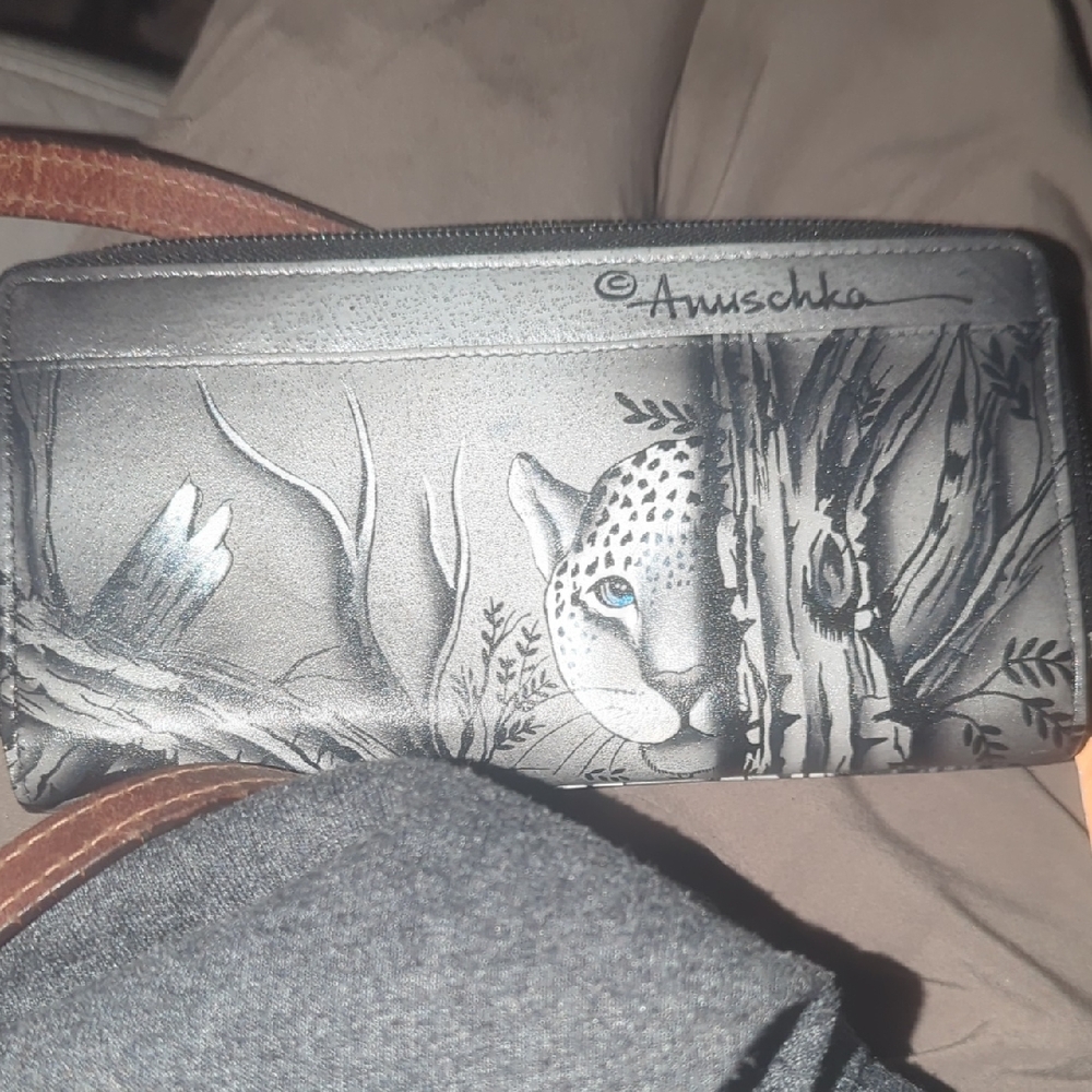 Anuschka Gray and Blue Wildlife Wallet